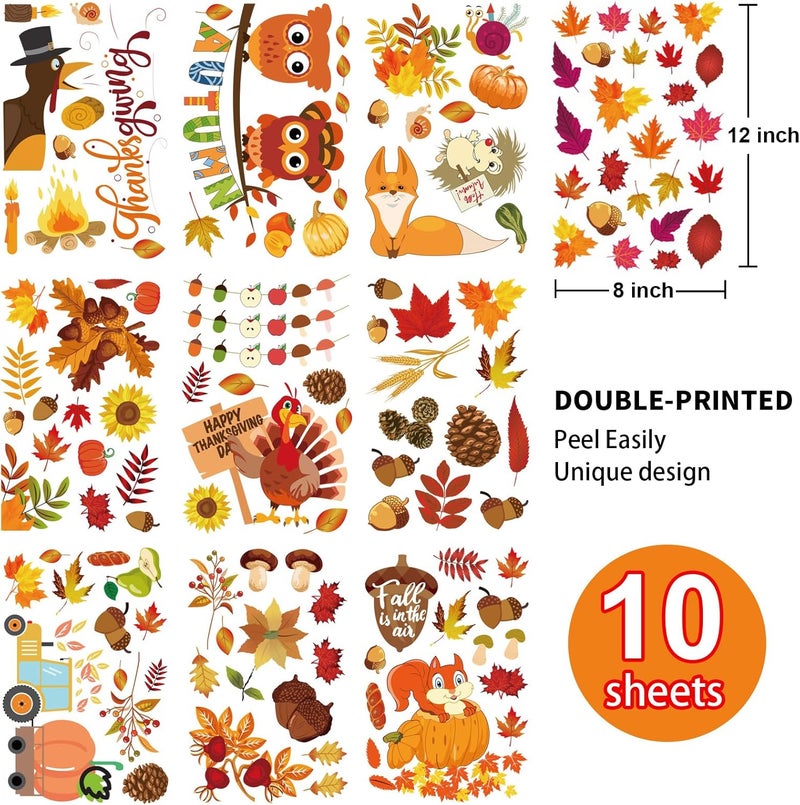 i-Beeboo Fall Window Clings for Glass Thanksgiving Clings Decor for Windows Autumn Clings for Windows Fall Window Stickers Thanksgiving Autumn Home Office Decorations for Indoor Outdoor, School Home Supplies - Image 2